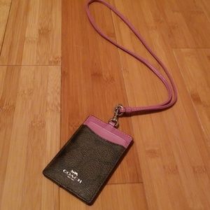 COACH Pink and Brown Lanyard